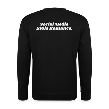 SOCIAL MEDIA STOLE ROMANCE - Unisex Pullover - Schwarz - Hinten - Alina (178cm)