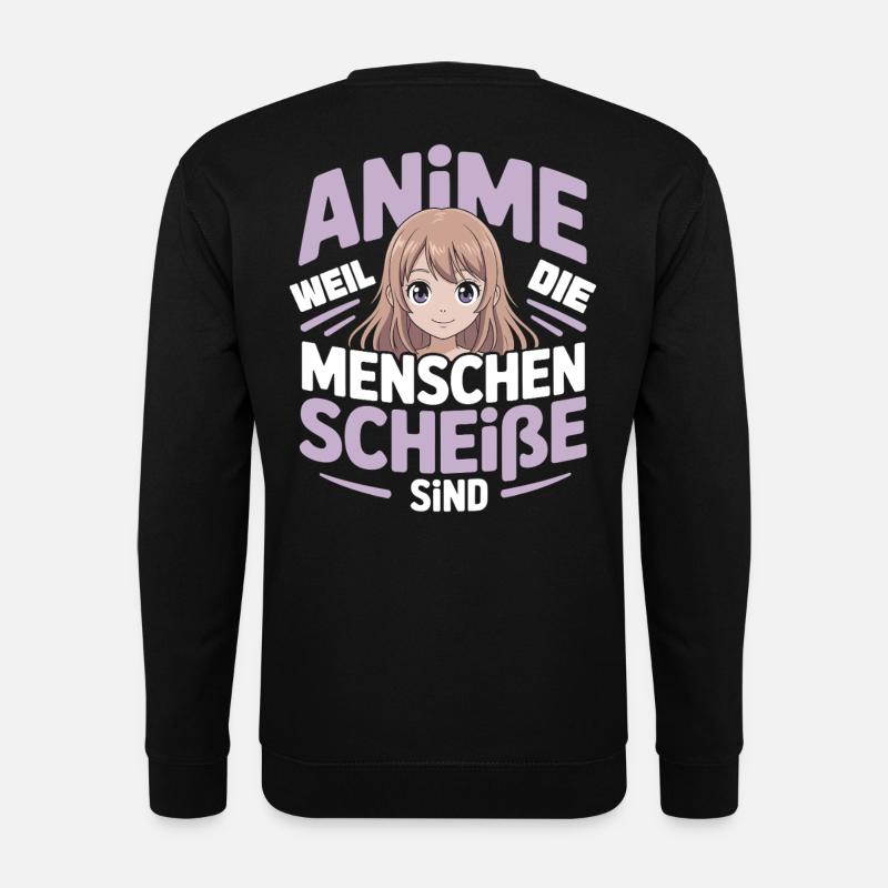 Anime-Mädchen mit humorvollem Spruch - Unisex Pullover - Schwarz