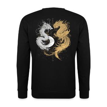 Drachenschwäne im Yin und Yang Stil - Unisex Pullover - Schwarz - Hinten - Alina (178cm)