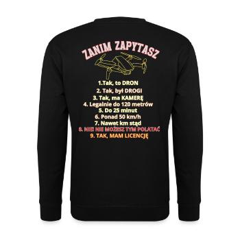 Dla pytających, zasady , Dron pilot - Unisex Pullover - Schwarz - Hinten - Alina (178cm)