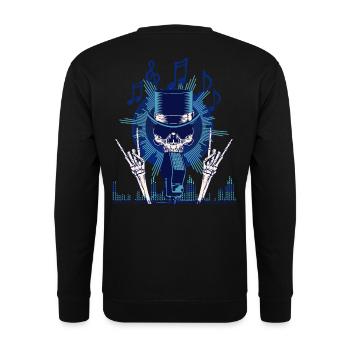 Crâne avec chapeau haut de forme et symboles musicaux - Sweat-shirt Unisexe - noir - Dos - Alina (178cm)