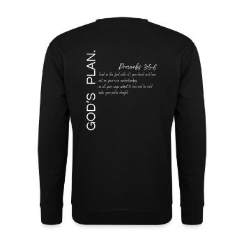 Gottes Plan - Sprüche 3:5-6 Christlicher Plan - Unisex Pullover - Schwarz - Hinten - Alina (178cm)