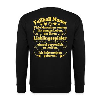 Footballeur Maman Joueur Préféré Né en Jaune - Sweat-shirt Unisexe - noir - Dos - Alina (178cm)