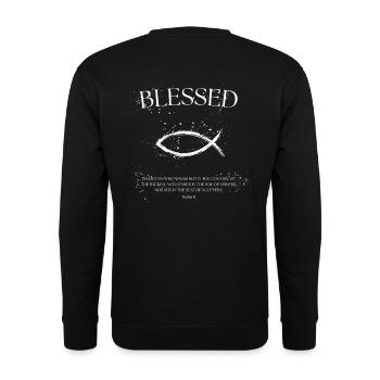 Psalm 1,1 - Wandelt auf Gottes Weg - Unisex Pullover - Schwarz - Hinten - Alina (178cm)