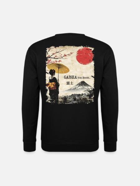 Gaisha mit Schirm - Fuji japan vintage - Unisex Pullover - Schwarz