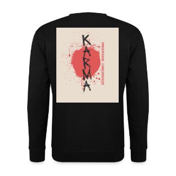 Karma hat keine Deadline Sprüche Shirt - Unisex Pullover - Schwarz - Hinten - Alina (178cm)