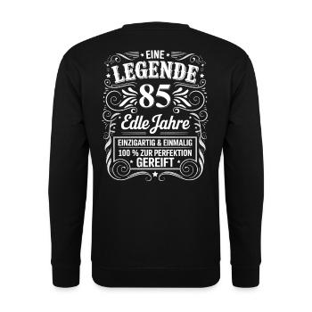 Eine Legende Edle 85 Jahre 85. Geburtstag Geschenk - Unisex Pullover - Schwarz - Hinten - Alina (178cm)