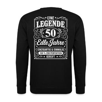 50e anniversaire Une légende 50 Noble Years Gift - Sweat-shirt Unisexe - noir - Dos - Michal (187cm)