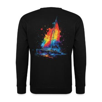 Catamaran - Sailboat Multihull splash art Colorful - Unisex Sweatshirt - black - Back - Alina (178cm)