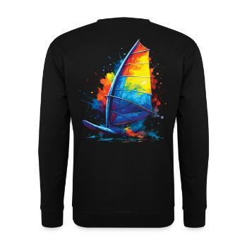 Windsurfen – Wassersportillustration - Unisex Pullover - Schwarz - Hinten - Alina (178cm)