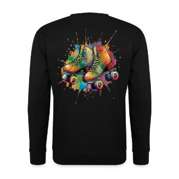 Rollschuhe – Retro urbane Sportillustration - Unisex Pullover - Schwarz - Hinten - Alina (178cm)