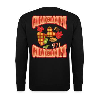 Karte des Guadeloupe-Stil-Madras 971 Gwada - Unisex Pullover - Schwarz - Hinten - Alina (178cm)