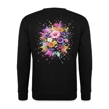 Bouquet de Fleurs Multicolore Splash Art - Sweat-shirt Unisexe - noir - Dos - Alina (178cm)