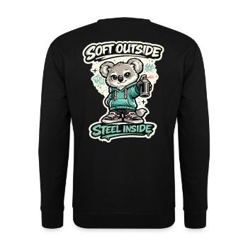 Soft Outside, Steel Inside – Koala Streetart - Unisex Sweatshirt - black - Back - Michal (187cm)
