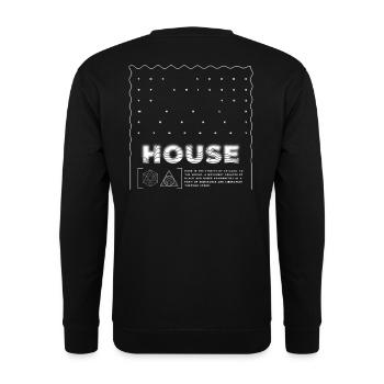 House Origins Chicago House Rave-Band EDM - Unisex Pullover - Schwarz - Hinten - Michal (187cm)