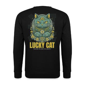 Lucky Cat Glückskatze Maneki Neko Jade - Sweat-shirt Unisexe - noir - Dos - Michal (187cm)