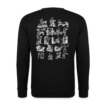  Backprint Training Workout Gym Muskelaufbau - Unisex Pullover - Schwarz - Hinten - Michal (187cm)