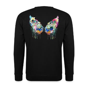 Angelwings,Wings,Colorful,Angel Wings,Flowers - Unisex Sweatshirt - black - Back - Alina (178cm)