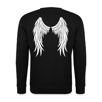 Engelsflügel Flügel Engel weiss Vintage - Unisex Pullover - Schwarz - Hinten - Alina (178cm)