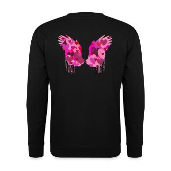 angelwings,flügel,aquarell,Herzen, engelsflügel - Unisex Pullover - Schwarz - Hinten - Alina (178cm)