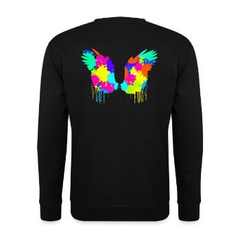 Angelwings,Wings,Watercolor,Colorful, Angel Wings - Unisex Sweatshirt - black - Back - Alina (178cm)