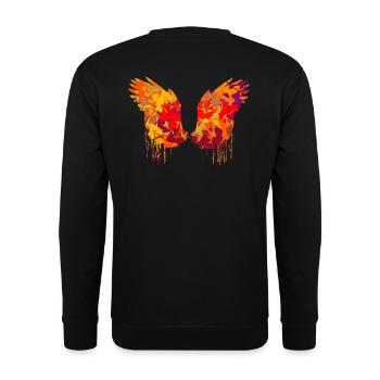 angelwings,flügel,aquarell,Herbst, engelsflügel - Unisex Pullover - Schwarz - Hinten - Alina (178cm)