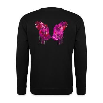 angelwings,flügel,aquarell,pink, engelsflügel - Unisex Pullover - Schwarz - Hinten - Alina (178cm)