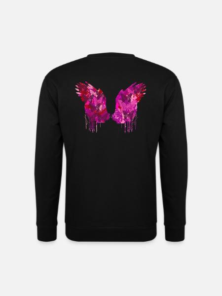 angelwings,flügel,aquarell,pink, engelsflügel - Unisex Pullover - Schwarz