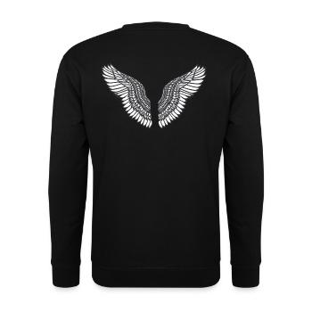 Angelwings,Ailes,Aquarelle,Blanc,Ailes d’ange - Sweat-shirt Unisexe - noir - Dos - Alina (178cm)