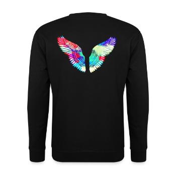 angelwings,flügel,aquarell,bunt,engelsflügel - Unisex Pullover - Schwarz - Hinten - Alina (178cm)