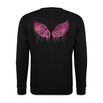 Angelwings,flügel,aquarell,pink,engelsflügel - Unisex Pullover - Schwarz - Hinten - Alina (178cm)