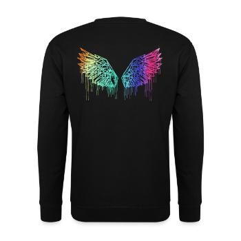 Angelwings,ailes,aquarelle,LGTB,ailes d’ange,coloré - Sweat-shirt Unisexe - noir - Dos - Alina (178cm)