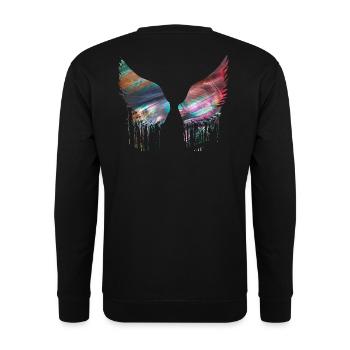 angelwings,flügel,aquarell,engelsflügel,metallisch - Unisex Pullover - Schwarz - Hinten - Alina (178cm)