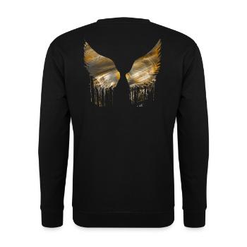 angelwings,flügel,gold,engelsflügel,metallisch - Unisex Pullover - Schwarz - Hinten - Alina (178cm)