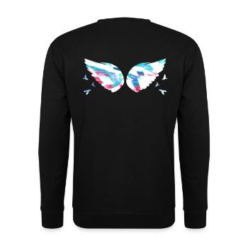 Angelwings,Wings,Watercolor,Colorful,Angel Wings - Unisex Sweatshirt - black - Back - Alina (178cm)