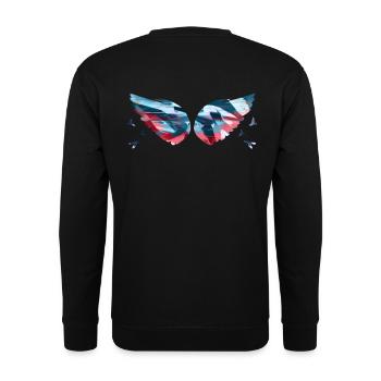 angelwings,flügel,aquarell,bunt,engelsflügel - Unisex Pullover - Schwarz - Hinten - Alina (178cm)