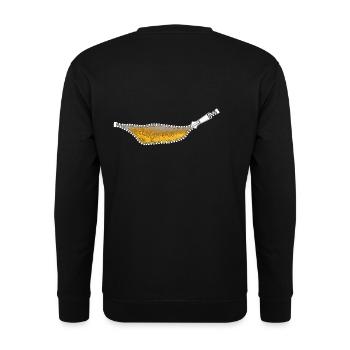 Reißverschluss - in mir ist Bier, Bier, viel Bier - Unisex Pullover - Schwarz - Hinten - Alina (178cm)