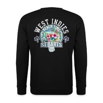 Strandzeit St. Barts Westindien - Unisex Pullover - Schwarz - Hinten - Alina (178cm)