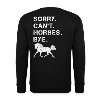 Lustiger Pferdespruch Reiterin - Unisex Pullover - Schwarz - Hinten - Alina (178cm)