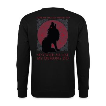 Fenriswolf Fenrir Wolf Dämon Geschenk - Unisex Pullover - Schwarz - Hinten - Michal (187cm)