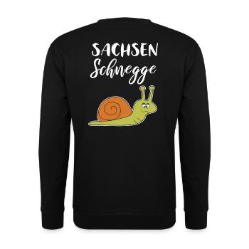 Sachsenschnegge Sächischer Dialekt - Unisex Pullover - Schwarz - Hinten - Michal (187cm)