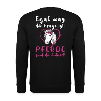 Pferde Reiterin Lustiger Spruch - Unisex Pullover - Schwarz - Hinten - Alina (178cm)