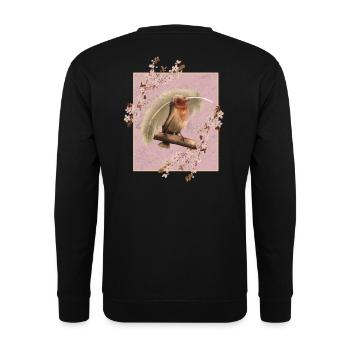 Oiseau de fleurs de cerisier du Japon - Sweat-shirt Unisexe - noir - Dos - Michal (187cm)