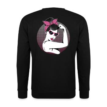 Retro Rockabilly Girl - Unisex Pullover - Schwarz - Hinten - Michal (187cm)
