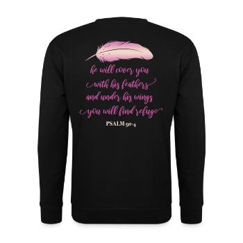 Plume Citation chrétienne - Sweat-shirt Unisexe - noir - Dos - Alina (178cm)