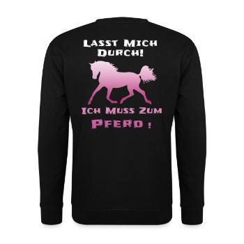 Pferde Lustiger Spruch - Unisex Pullover - Schwarz - Hinten - Alina (178cm)
