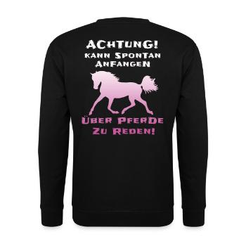 Pferde Reiterin Lustiger Spruch - Unisex Pullover - Schwarz - Hinten - Michal (187cm)