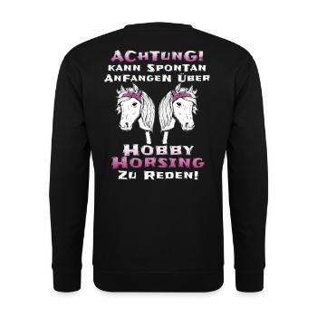 Hobby Horse Geschenkidee - Unisex Pullover - Schwarz - Hinten - Michal (187cm)