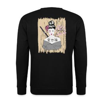 Démons Japonais Geisha Vintage - Sweat-shirt Unisexe - noir - Dos - Alina (178cm)
