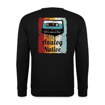 Retro Cassette Fan Cassette Motif - Unisex Sweatshirt - black - Back - Alina (178cm)